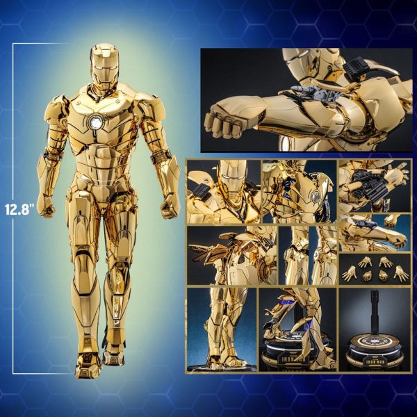 Figura Iron Man Figura Movie Masterpiece Diecast 1/6 Iron Man Mark III (Gold Color Version) Hot Toys Exclusive 33 cm - Imagen 14