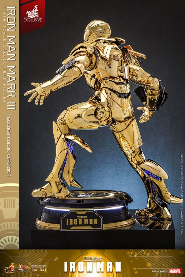 Figura Iron Man Figura Movie Masterpiece Diecast 1/6 Iron Man Mark III (Gold Color Version) Hot Toys Exclusive 33 cm - Imagen 8